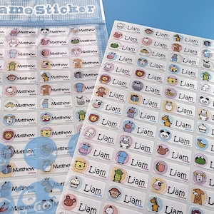 Custom Name Stickers(22x9mm)/Lovely Zoo Stickers/Waterproof Cartoon Stickers/Personalized name Labels/Name Tags/Kids Sticker/Party Favors