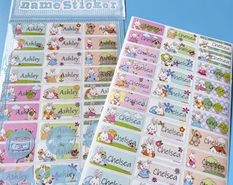Custom Name Stickers: Waterproof Bunny Kids Labels (30x13mm)