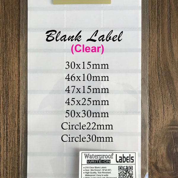 Waterproof Blank Labels/Clear Write On Label/Transparent Stickers/All-Purpose Labels/Permanent adhesive/Blank Name Labels