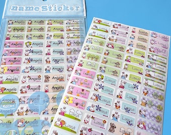 Custom Name Stickers: Waterproof Bunny Cartoon Labels (22x9mm)