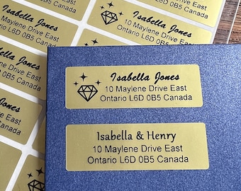 Custom Gold Return Address Stickers: Waterproof Mailing Labels (47x15mm)