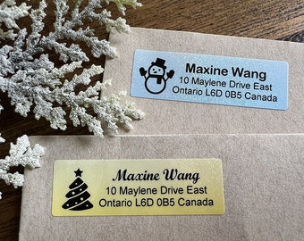 Christmas Return Address Stickers: Personalized Waterproof Mailing Labels