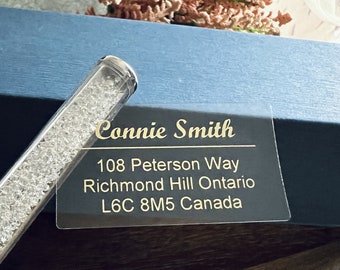 Custom Clear Return Address Stickers: Gold Ink, Waterproof (45x25mm)