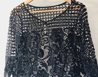 black crochet blouse