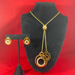 Stainless Steel Jewelry Sets, Pendant Necklaces and Stud Earring, with Polymer Clay Rhinestone, Mixed Shaped, Golden, Golden