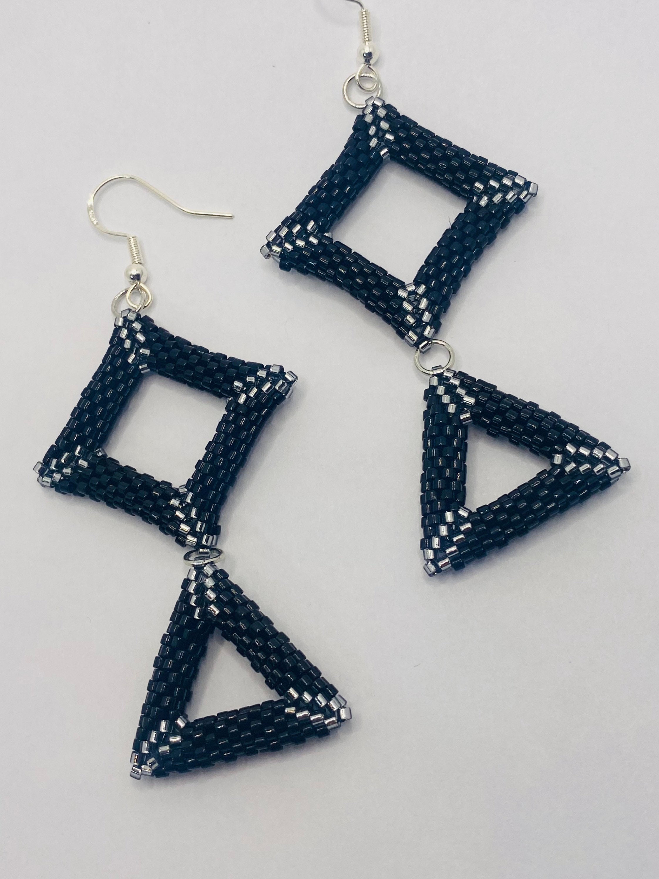 Geometric Beaded Earrings Etsy