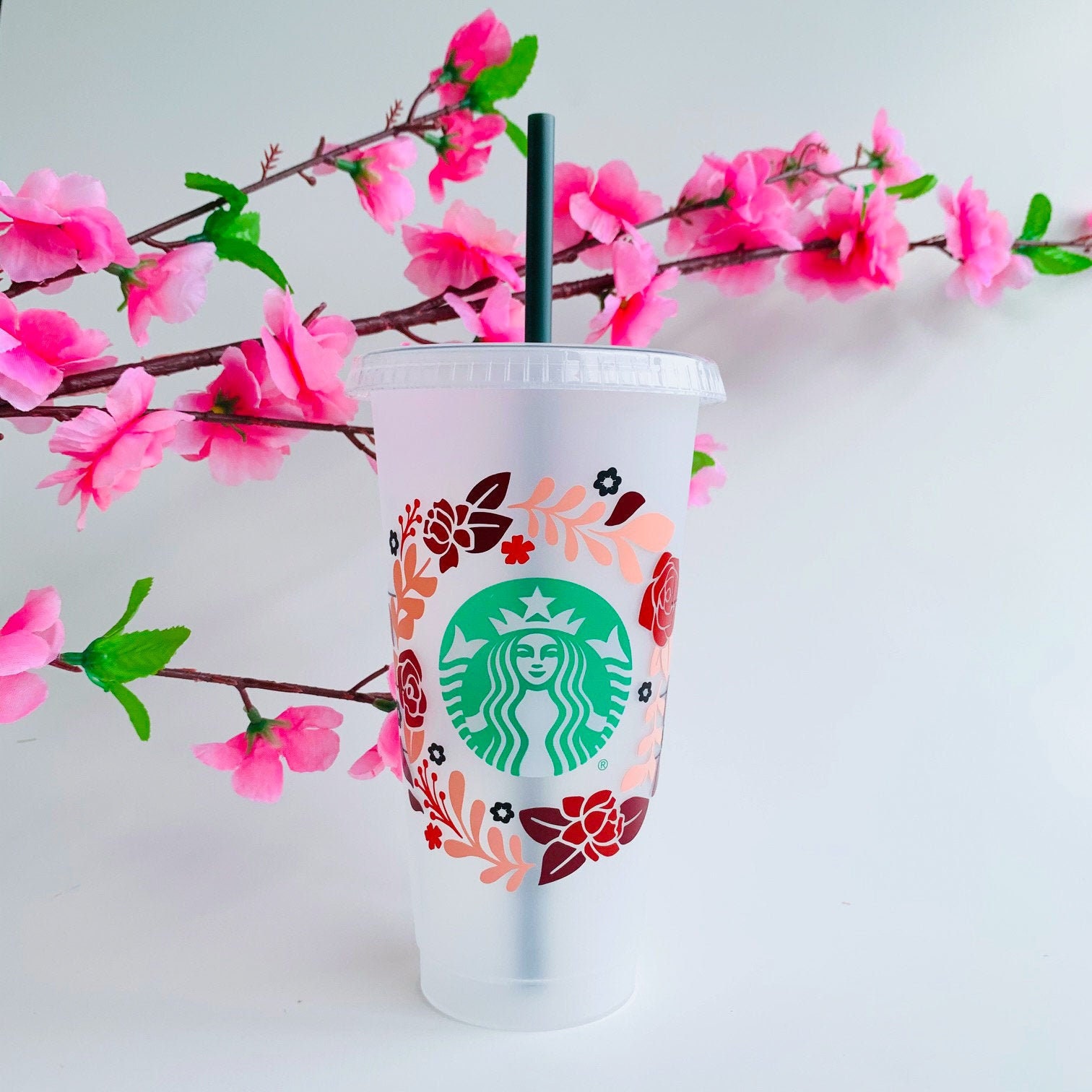 Starbucks floral tumber customizable tumbler 24 oz tumbler Etsy