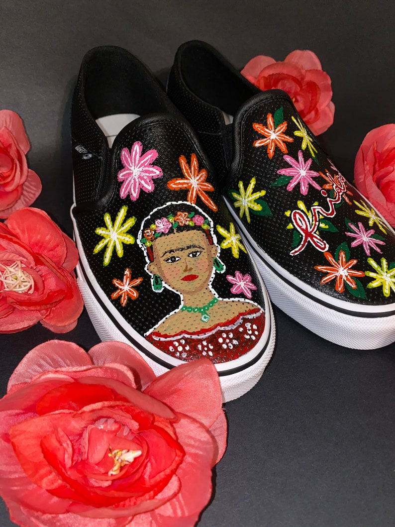 Frida Kahlo Hand Painted Shoes Frida Kahlo Custom Vans Etsy