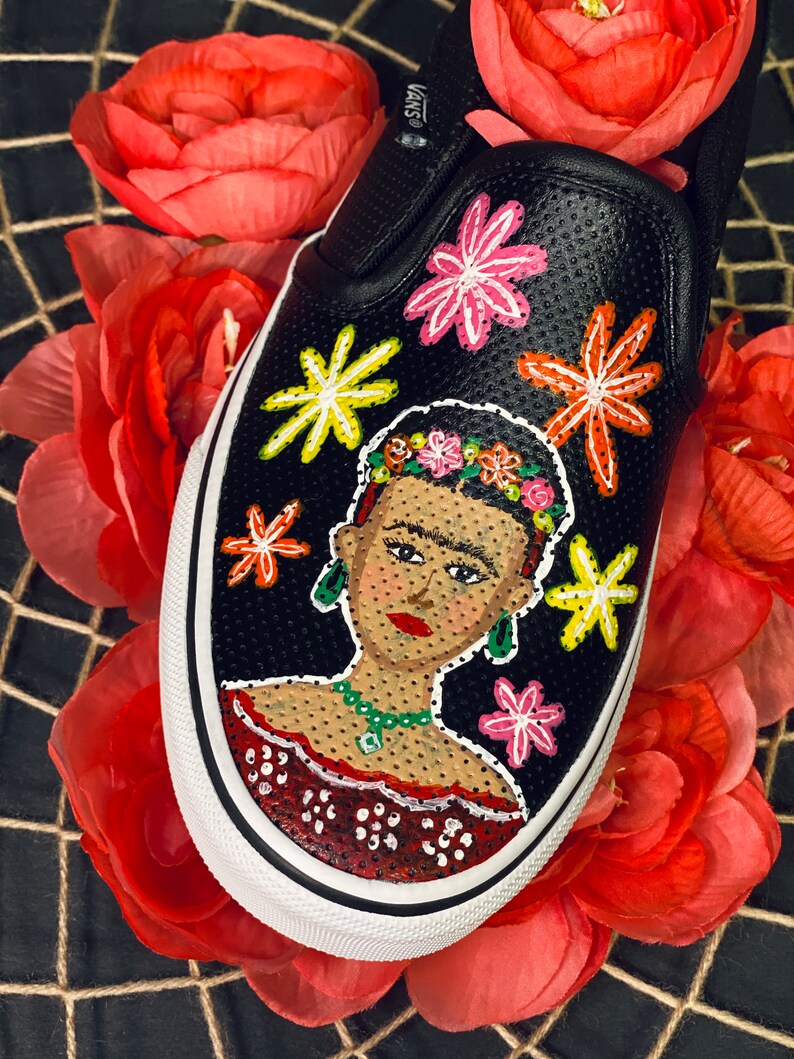 Frida Kahlo Hand Painted Shoes Frida Kahlo Custom Vans Etsy