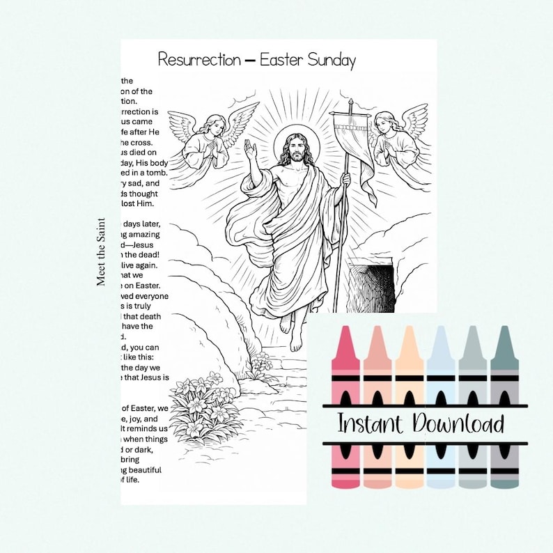 Resurrection Coloring Page | Easter Sunday Coloring Page | Catholic ...