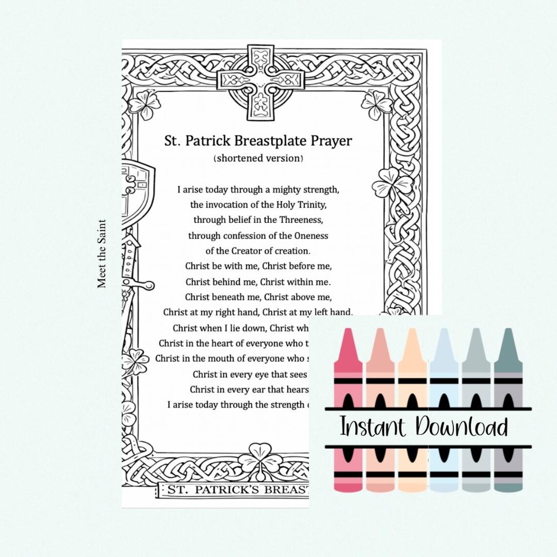 St. Patrick Breastplate Prayer Coloring Page | Catholic Activity ...