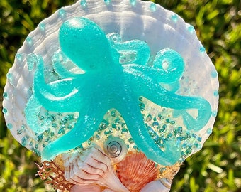 Luz nocturna enchufable, luz nocturna costera, luz nocturna de playa, decoración de playa, regalo para amantes de la playa, luz nocturna de pulpo, regalo para compañeros de trabajo, para niños