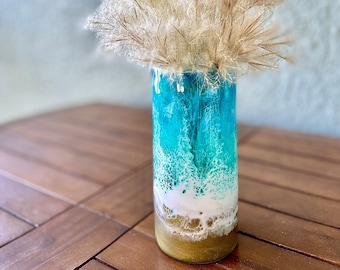 beach vase for flowers, coastal decor beach house, bridesmaid gifts, Mothers Day gift, beach wedding centerpieces, flameless candle holder