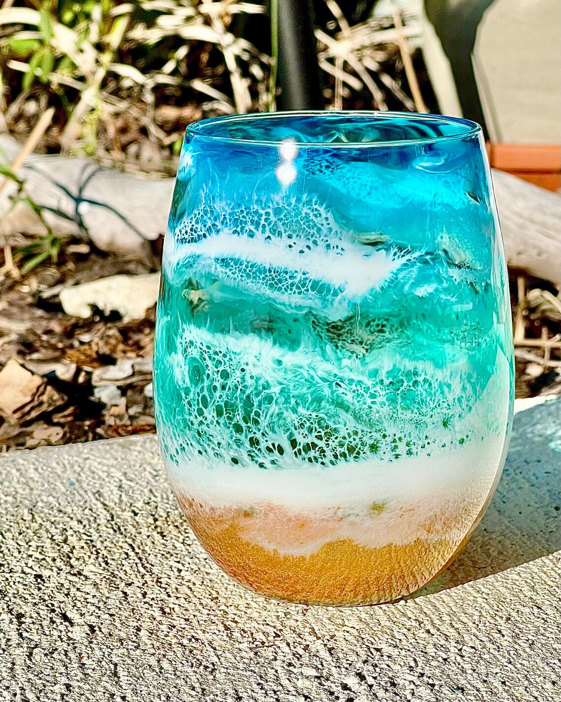 Set of 2 Beach Glassware Beach Wine Glasses Beach Etsy