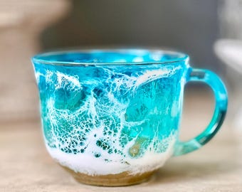Verres de plage, tasse à café de plage, verres de plage, cadeau pour les amoureux de la plage, cadeau de la Saint-Valentin, cadeau d'anniversaire, tasse à café océan, pour les amateurs de café