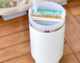 Stanley cup accessories name tag, Personalized tumbler tag, Beach tumbler topper, Beach lover gift, Galentine’s gift, for friend, for her