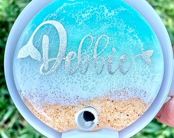 Stanley cup accessories name plate, Personalized tumbler tag, Beach tumbler topper, Beach lover gift, Galentine’s gift, for Mom, for friend