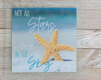 Glass trivet, Glass cutting board, Hostess gift, Beach decor, beach wedding gift, Beach themed gift, Beach wedding gift, Gift for Mom