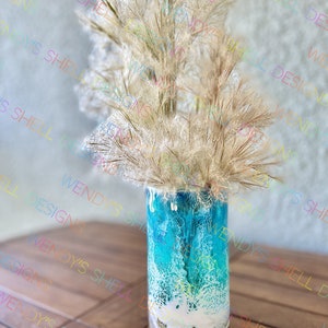 beach vase for flowers, coastal decor, beach house gift, beach wedding centerpiece, flameless candle holder, Valentine’s gift, for friend