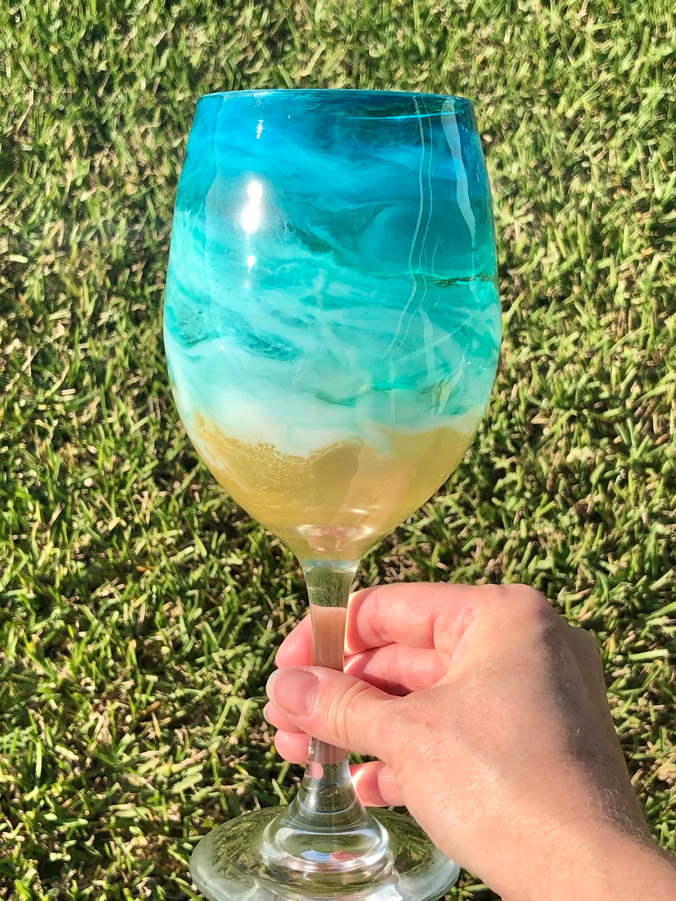 Set of 4 Beach glassware Beach wine glasses Beach Etsy