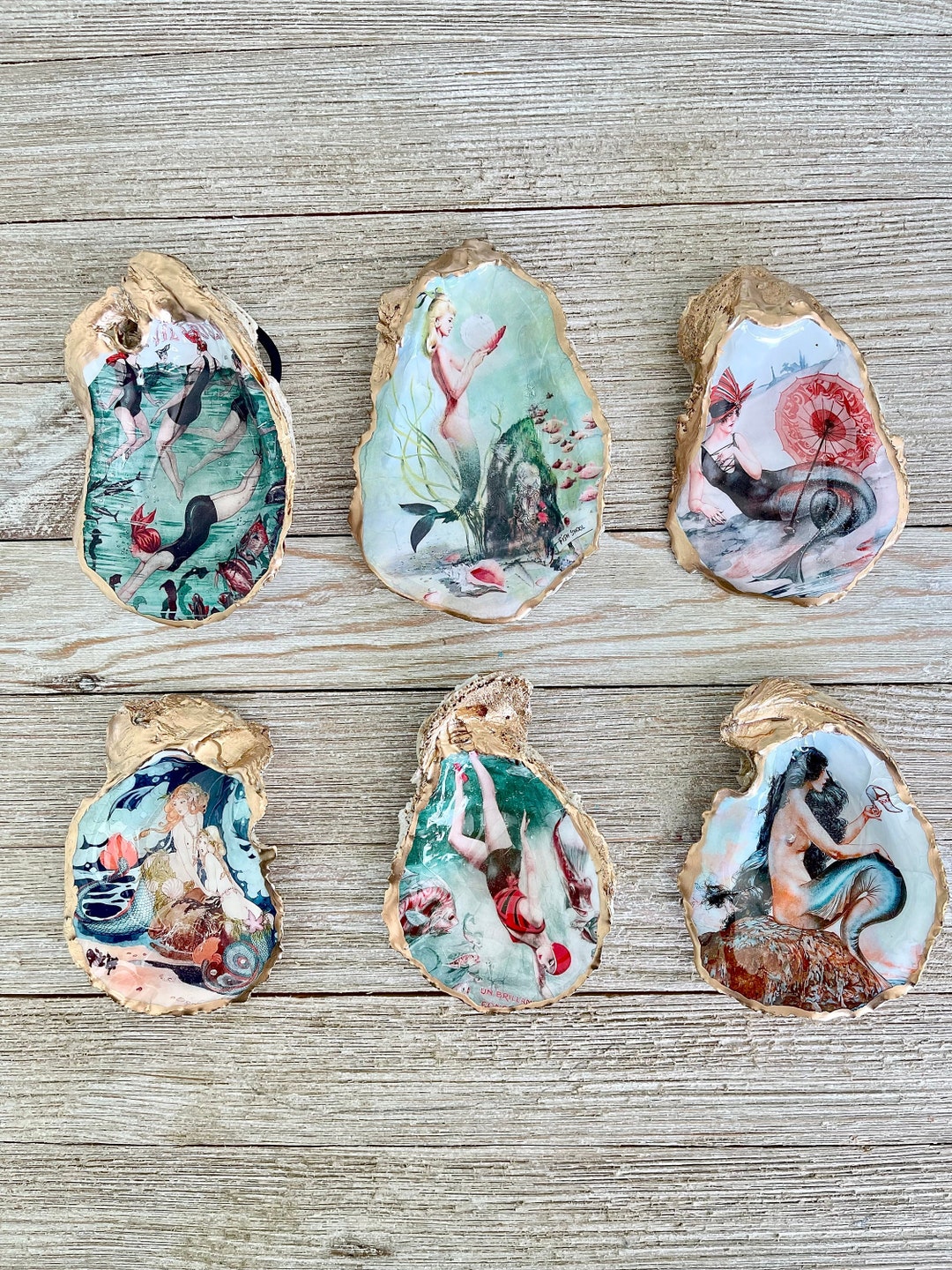 Oyster Shell Ring Dish, Vintage Mermaid Decor, Shell Trinket Dish ...