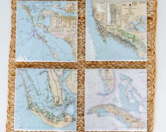 Florida ceramic trivet for hot dishes, beach house kitchen decor, Anna Maria Island, Sanibel Island, Longboat key, Father’s Day gifts, maps