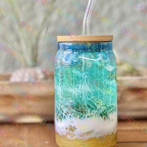 Beach glassware, Beach glass can cup, Beer can glass cup, Beach drinkware, Beach lover gift, Birthday gift, Valentine’s gift, for friend