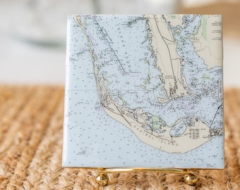 Florida coasters set of 4, home bar accessories, beach house coasters, lanai decor, Anna Maria Island, Sanibel Island, Longboat Key Florida