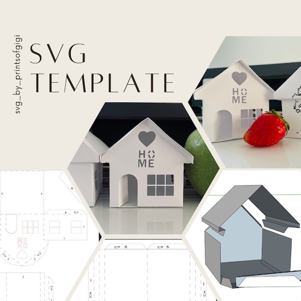 3D House papercraft SVG and PDF template, Doodle and coloring activity for kids, Cricut and Silhouette Cameo DIY projects, Instant download
