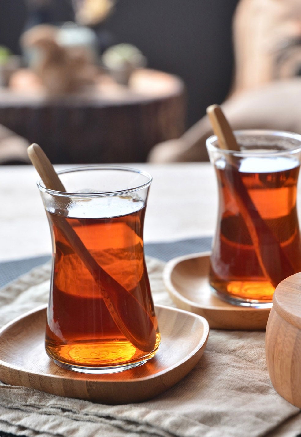 Tea coaster square plate cay tobacco