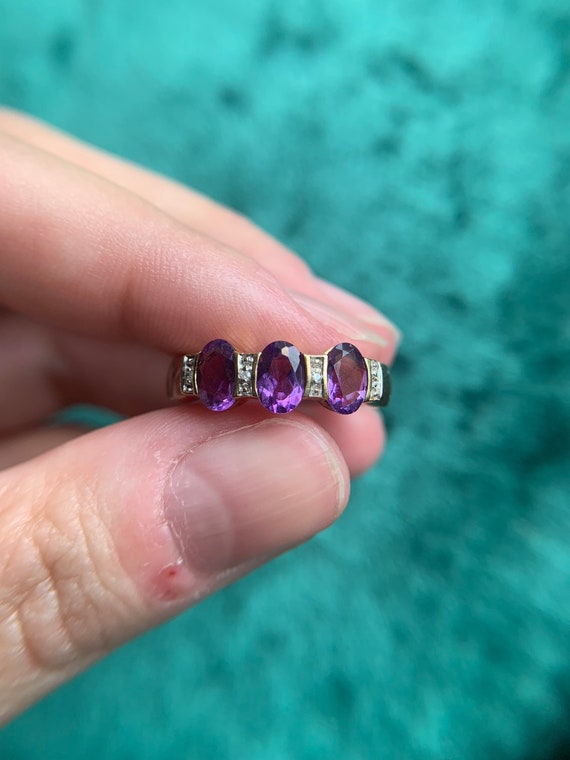 FINE JEWELRY 9k Diamond and Amethyst Ring Etsy