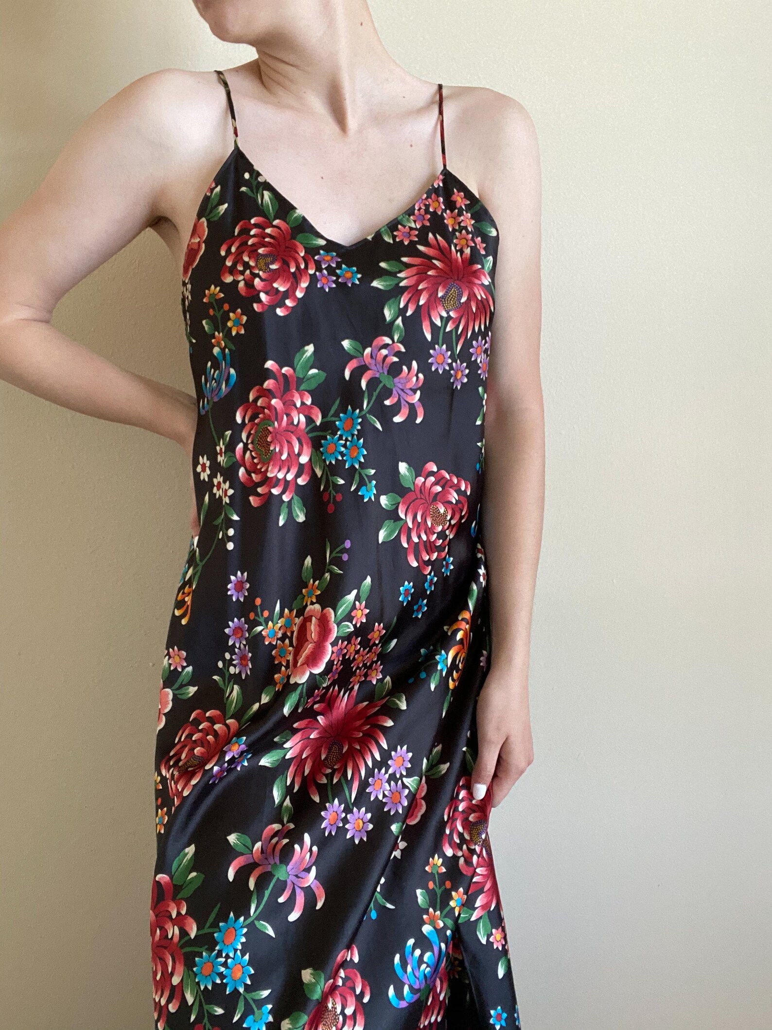 Satin floral dress Etsy