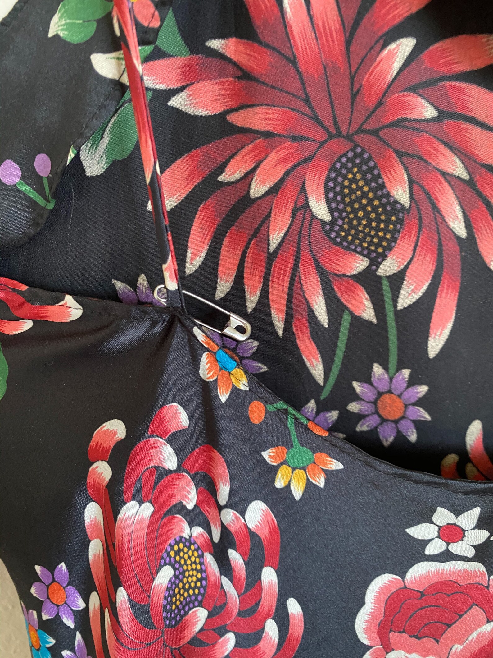 Satin floral dress Etsy