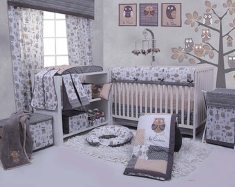 owl crib bedding set