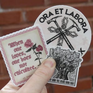 Christian sticker set, catholic sticker bundle, waterproof vinyl sticker feminine sticker, college, laptop, christmas gift, stocking stuffer