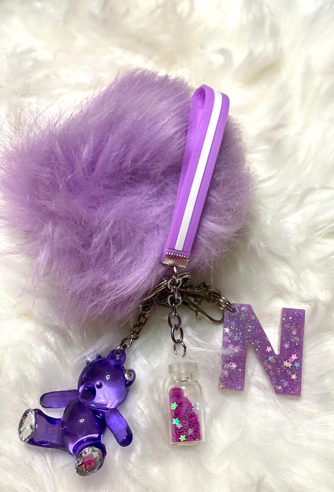 Purple Keyring Classic Keychain Colorful Themed Resin Letter Etsy