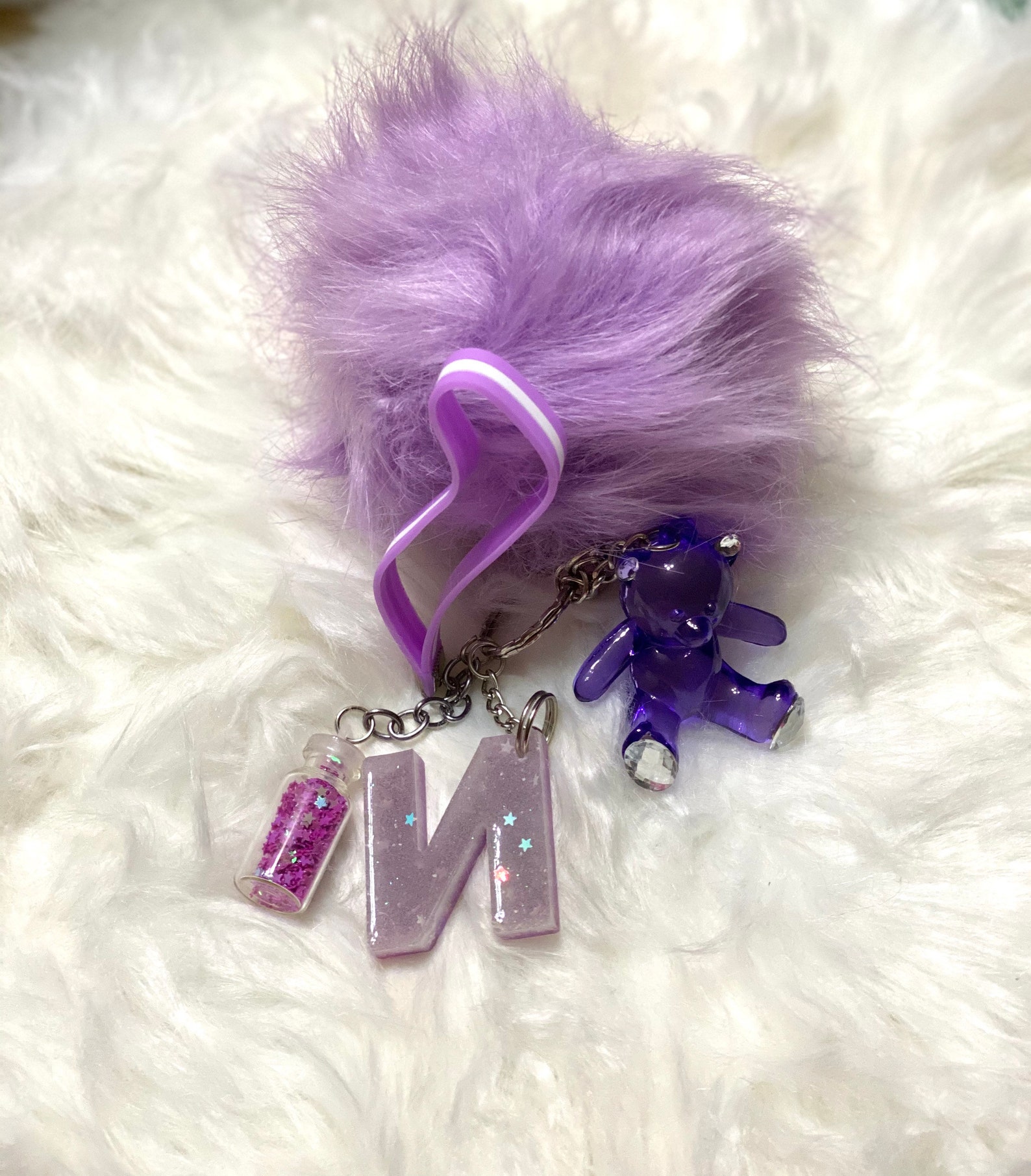Purple Keyring Classic Keychain Colorful Themed Resin Letter Etsy