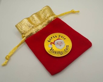 North Pole Wishing Coin Keepsake in Velvet Bag