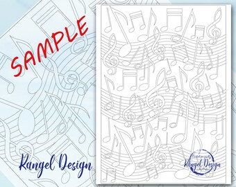 Printable Coloring Page - Music Notes - Digital Download