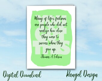 Digital Card, You Got This, carte d’encouragement, Thomas Edison Quote, INSTANT DOWNLOAD