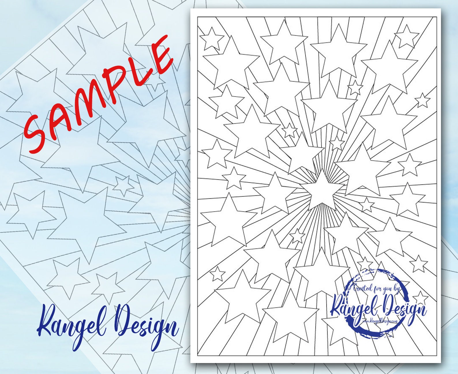 Printable Coloring Page Stars | Etsy