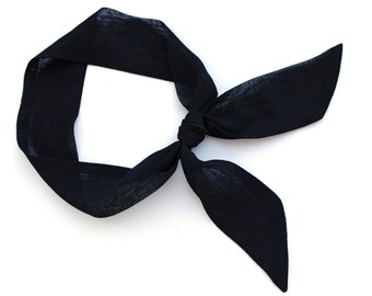 Elegant Black Chiffon Short Hair Scarf – Stylish Skinny Accessory for Neck, Head, Ponytail & Bags – Women&#39;s Fashion Must-Have