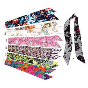 Set kleine skinny sjaals, polyester satijnen afwerking, sjaal met korte nek, haaraccessoires, modieuze portemonneeset