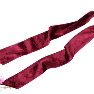 Velvet Bordeaux Narrow Neck Scarf. Red Skinny Choker Scarf Tie. Ladies formal neckerchief. Christmas gift for her