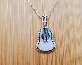 Quality Hand Made Instrument Earrings 1.5 Inch Fire Opal Sterling Silver Guitar Earrings 925 Guitar Earrings W Fire Opal Gemstones