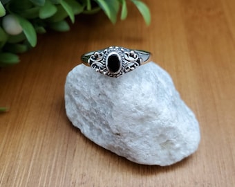 Ring #SDR26 | Zwarte Onyx Ring | Sterling Zilver Zwart Onyx Ring | Black Gemstone Ring | Mooie Zwarte Onyx Southwest Ring | Kleine zwarte ring
