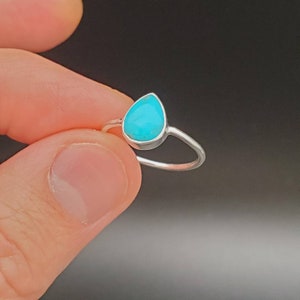 Dainty Teardrop Turquoise Ring | Sterling Silver Turquoise Ring | Blue Ring | Bohemian Ring | Blue Turquoise Ring | R-10374 AZ Turquoise