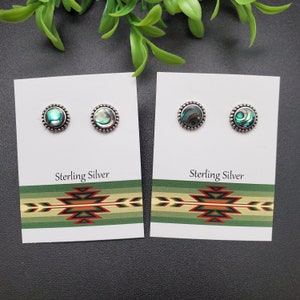 GAJA#06 | Abalone Inlay Stud Earrings | Sterling Silver Abalone Shell Earrings | Abalone Posts | Silver Posts | Abalone Inlay Posts
