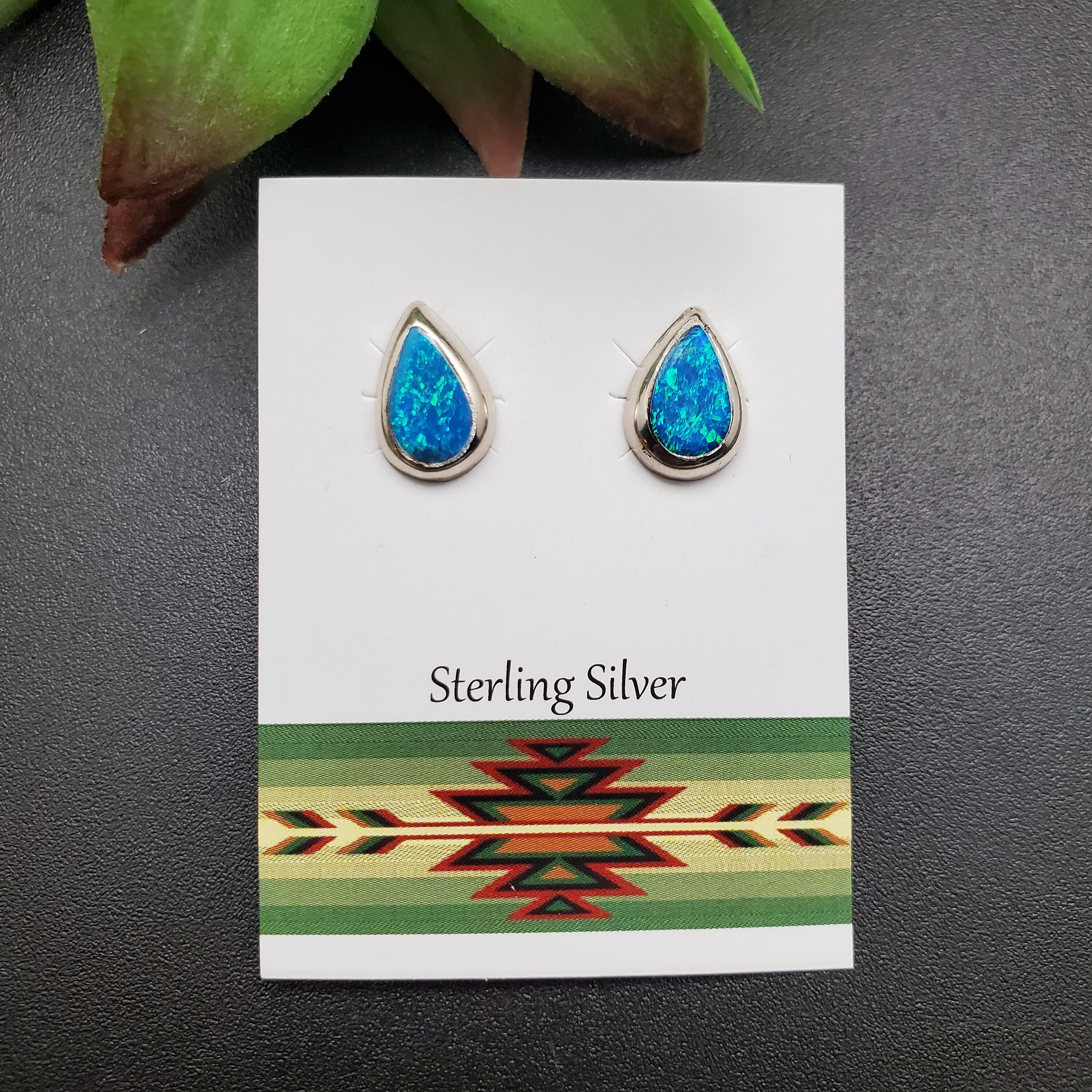 SL#11 | 7x10mm Teardrop Blue Opal Posts | Blue Opal Posts | Sterling ...