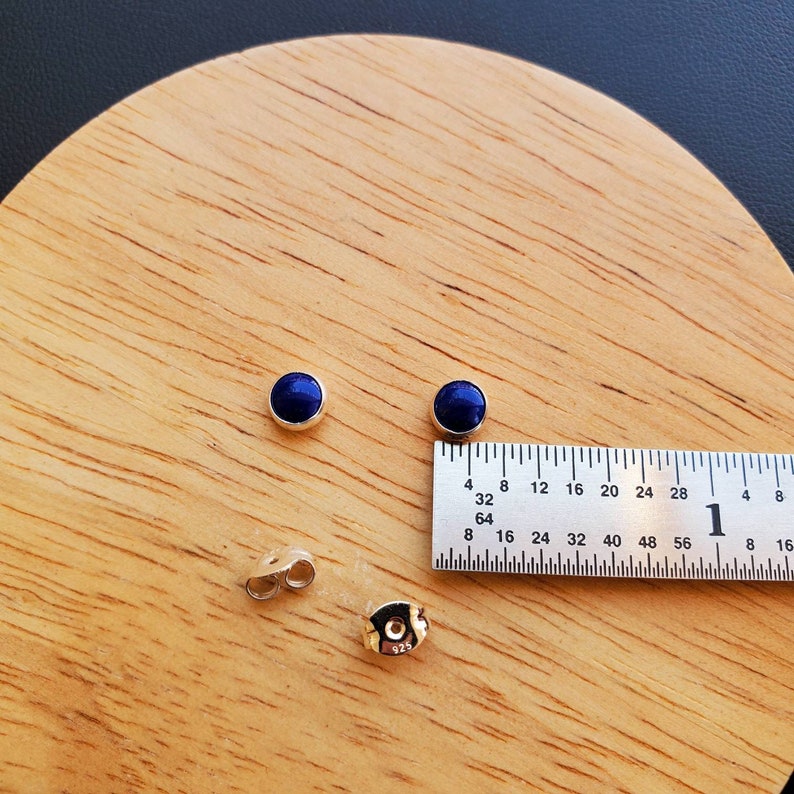 5mm blue Lapis Stud Earrings Blue Post Earrings Sterling Silver Lapis Jewelry Small Lapis Studs Everyday Earrings Tiny Blue Studs image 5